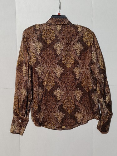 Linda Allard Ellen Tracy Sz 16 Exquisite Silk Blouse Animal Print Shirt Top XL G - Picture 6 of 7