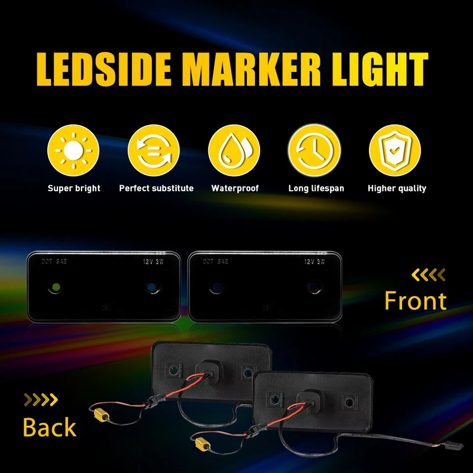 F&R LED Side Marker Light Smoked For 02-14 Mercedes-Benz W463 G500 G550 GClass W - Image 4 of 4