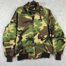 Famous Trails Fleece Jacket Mens L Green Brown Camo Full Zip USA Made Vintage