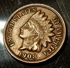 ■ 1908 INDIAN PENNY ONE CENT ☐ XF/AU