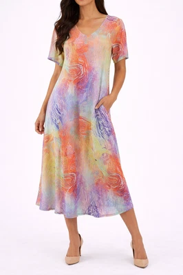 Kleid Emily van den Bergh 34 36 38 Bunt Damen Lange Tunika Hemd Leicht Np129 Neu - Bild 1 von 4