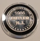 One Troy OZ, .999 Silver round coin. Liberty Mint, "Butler N.J." 1986 New Jersey