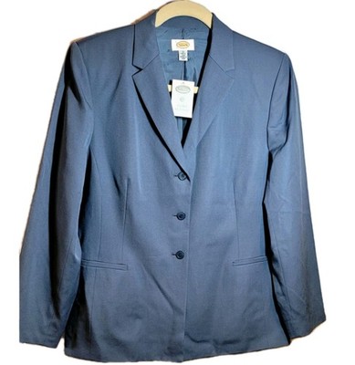 NWT Talbots Women s Size 20 Blue 100% Wool Fully Lined One Button Blazer Career