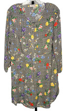 Anthropologie Figueroa Flower Black White Chevron Floral Dress size XL tunic