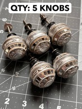 5-PACK LOT Vintage Boho Silver Mosaic Mirror Globe Cabinet Knobs Drawer Pulls