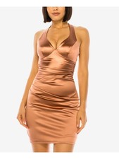 B DARLIN Womens Short Dress Brown Crisscross Straps Up Back Juniors L