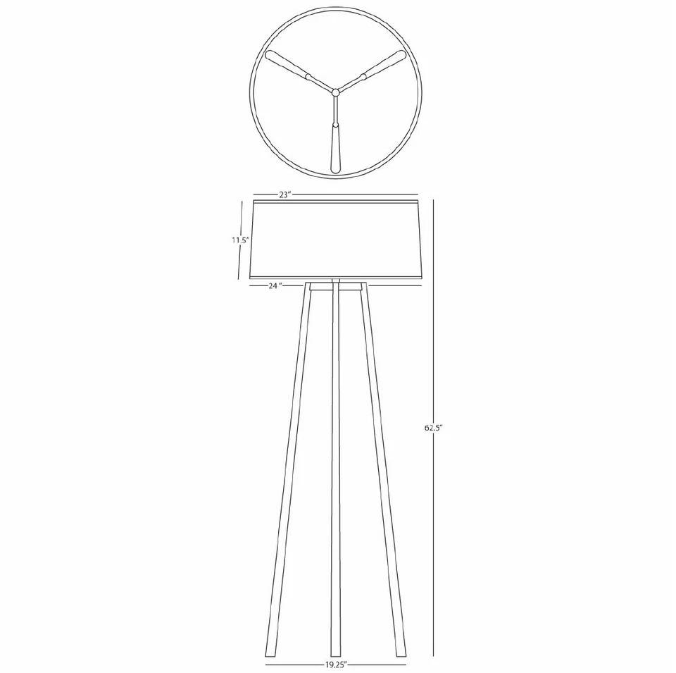 Lámpara de pie trípode Robert Abbey Shinto FL Shinto 63" - hierro forjado Foto 2 de 2