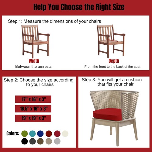 Cuscini per Sedia da Esterno Rotondi 19" Rosso Vibrante - Set di 4, Idrorepellenti - Foto 6 di 10