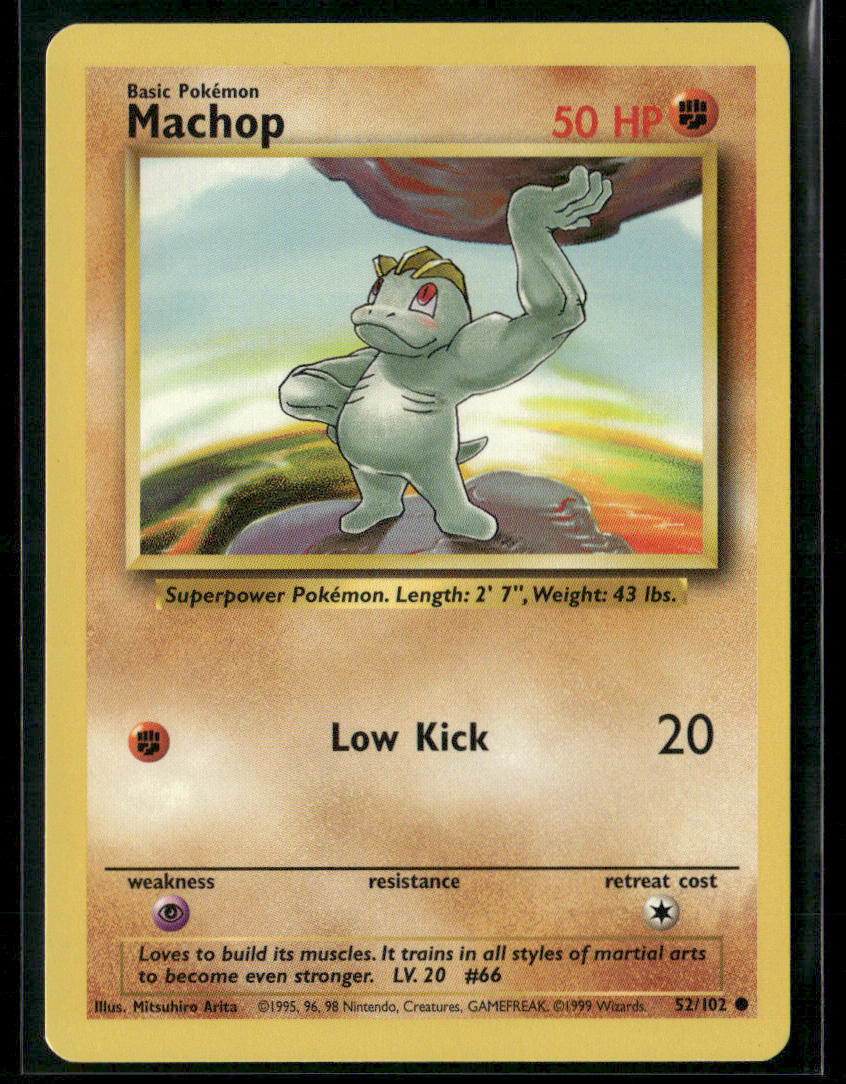 1999 Pokemon Machop Card 52/102 Rare Vintage Collectible