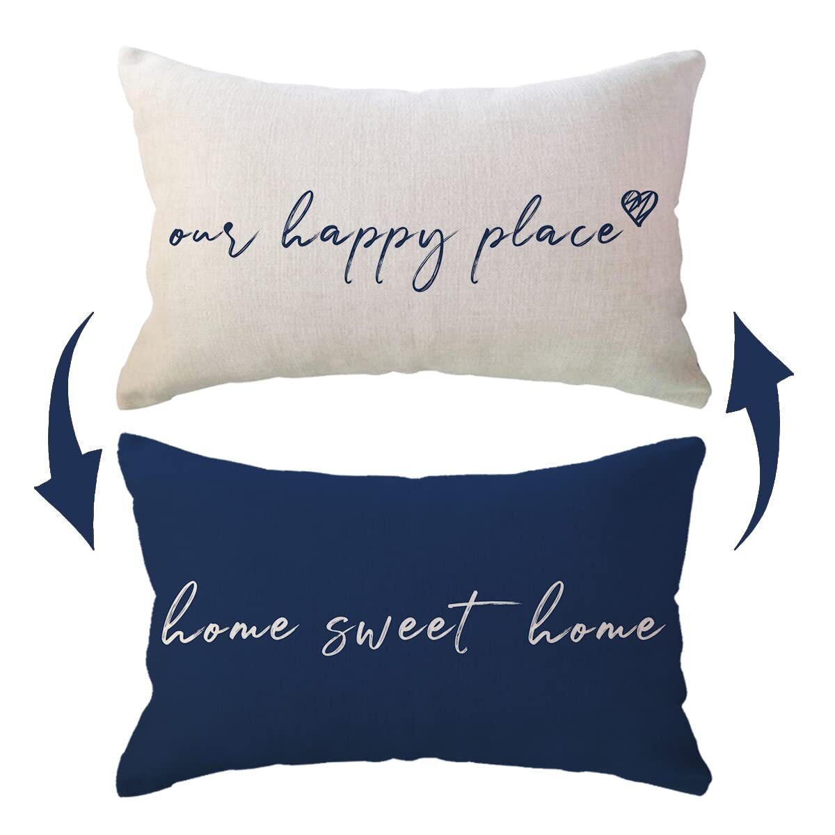 Our Happy Place Reversible Throw Pillow Covers Home Sweet Home Double Sided C...
