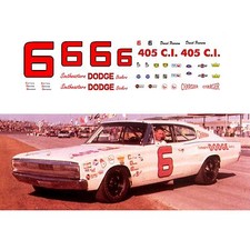  6 David Pearson 1966 Dodge Charger 1/32 scale DECAL Cerrara Scalextric SCX