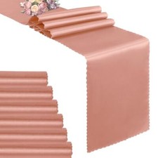 6 Pack Satin Table Runners 12 x 108 Inches Long Rose Gold Table Runners Weddi...