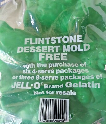 Flintstone Jello Mold ft. Barney, Fred, Pebbles & Dino NIP 10x9 in. VTG