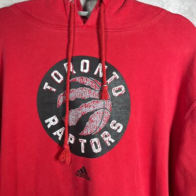 Adidas Toronto Raptors Hoodie Sweatshirt Mens L Red Graphic