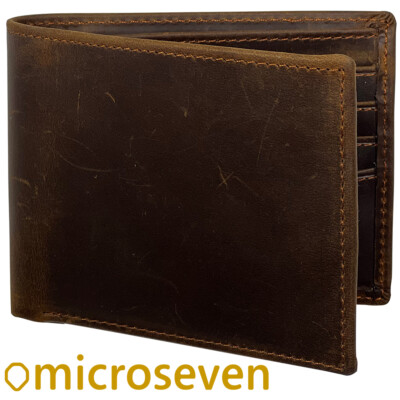 Top Grain Crazy Horse Leather Wallet for Men RFID Blocking Bifold Wallet