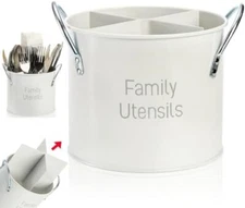 Vintage Farmhouse Utensil Holder Rotating Metal Caddy Organizer for Kitchen Tool