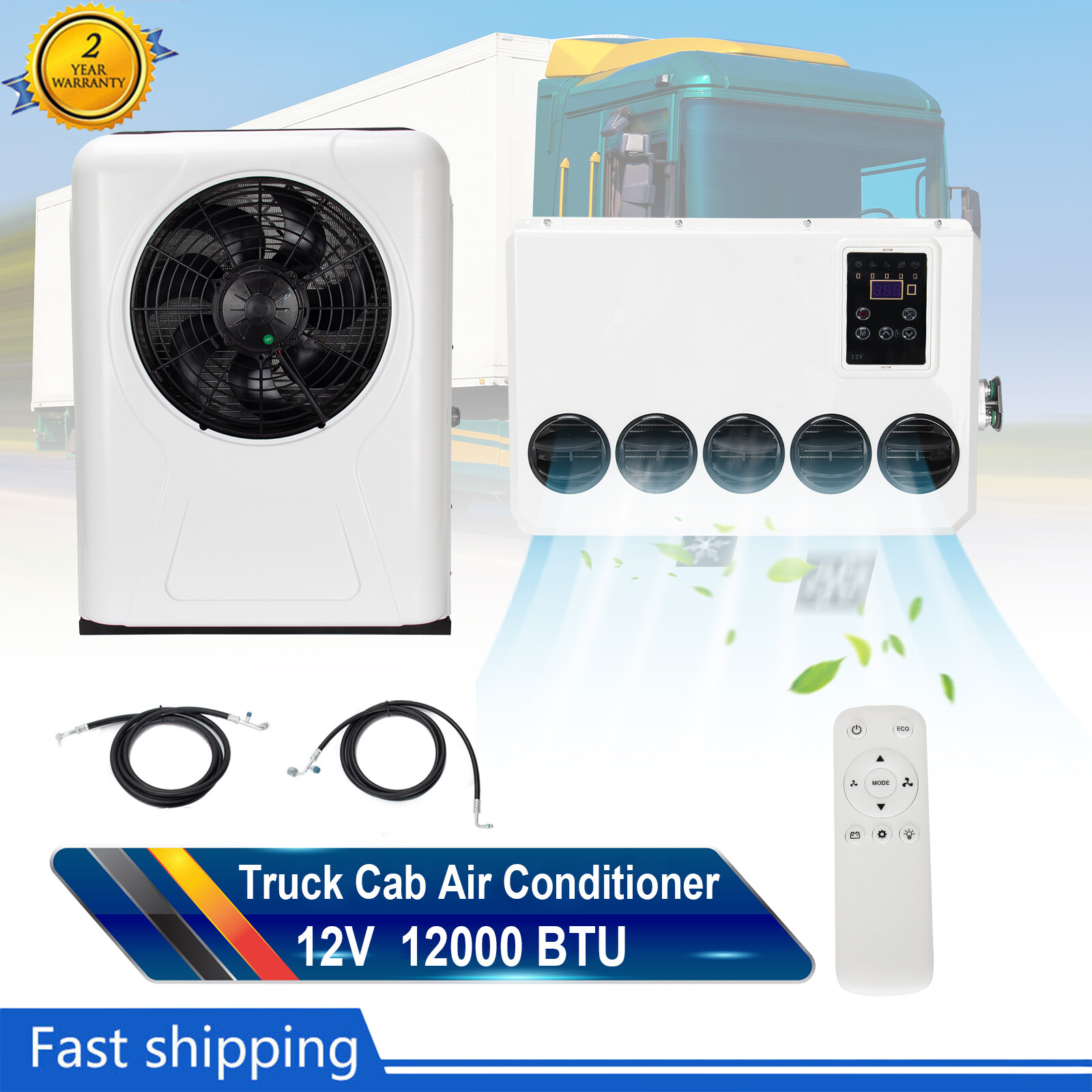 12V 12000 BTU Mini Split Air Conditioner for Semi Trucks Buses RVs Caravans-image