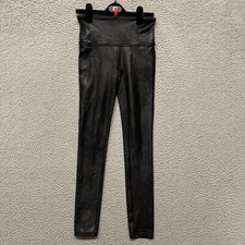 Spanx Faux Leather Leggings Womens M Black High Rise Ankle Pull On Comfort
