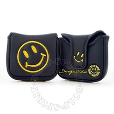 Smile Face High-MOI Golf Mallet Putter Head Cover, 19th Hole Custom Shop, Black