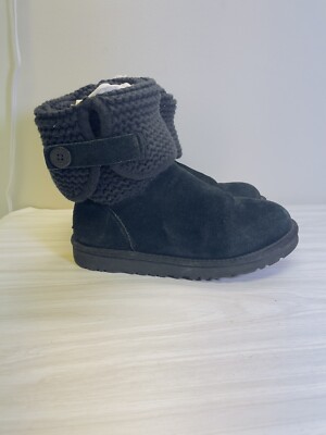 UGG #1013859Y Shania Black Knit Suede Womens Suede Sweater Boots