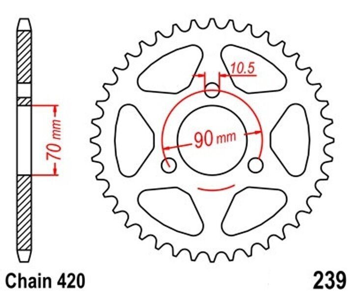 Roue a Chaîne 36 Dents Ultra-Résistante - Chaîne 420 Acier pour Honda MBX 50 SD