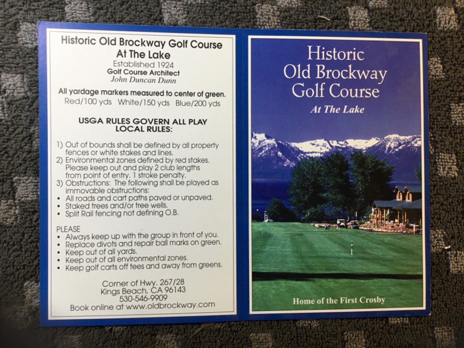 Historic Old Brockway Golf Course. Golf Scorecard. Kings Beach, Ca. | eBay