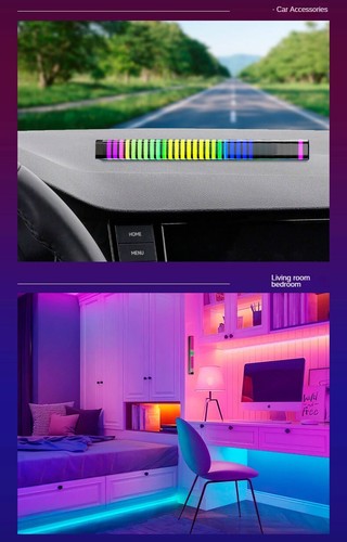 32LED RGB Voice Sound Activated Rhythm Bar Music Car Light Party Strip Tube Lamp - Picture 9 of 13
