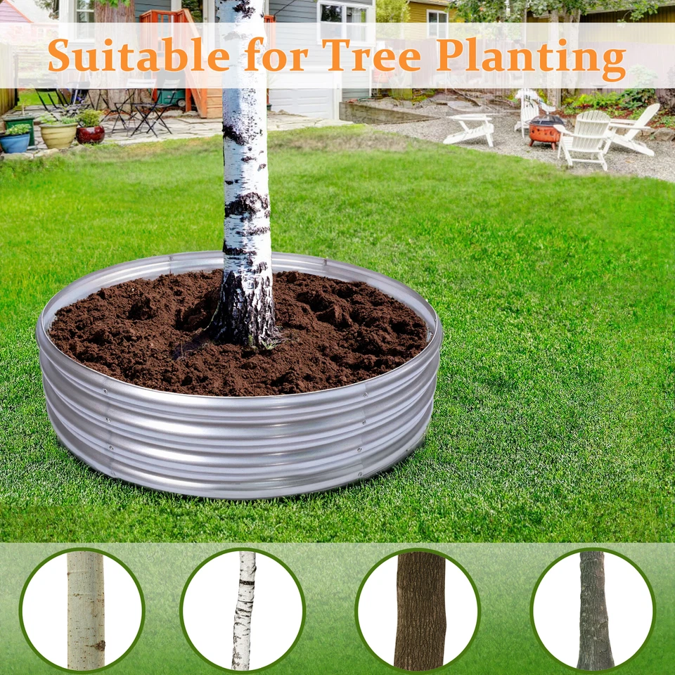 2PCS Galvanized Raised Garden Beds 120X120X30CM Round Fire Pit Ring for Outdoor - image 4 of 4