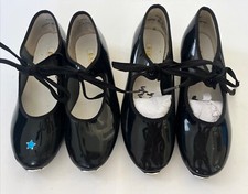 Bailey  s Black Patent Tie Tap Dance Shoes 1  2 Medium Lot