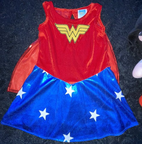 GIRLS AGE 24-36 MONTHS WONDER WOMAN DRESS WITH 14 INCH PLUSH SOFT TOY - Picture 2 of 4