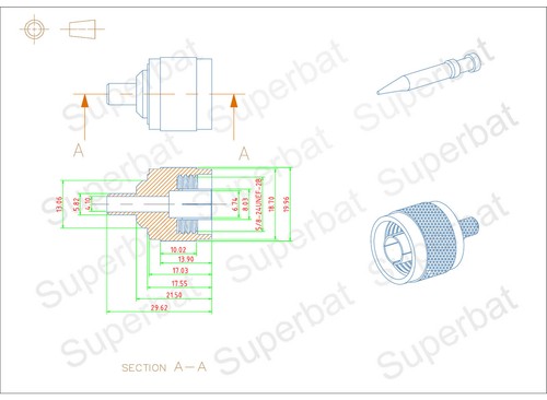 5X N-Type Plug male straight Crimp for LMR240 cable RF Coaxial Connector adapter - Picture 3 of 3