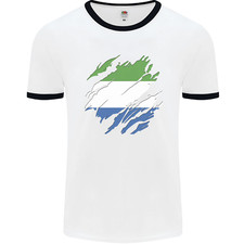Torn Sierra Leone Flag Leonian Day Football Mens Ringer T-Shirt