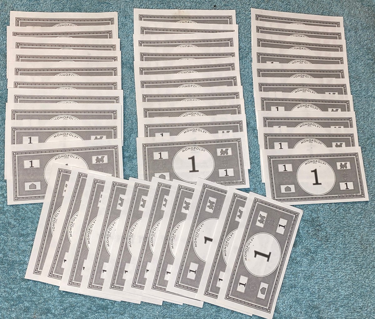 1997 Parker Brothers Monopoly Replacement 40 White $1 Bills | eBay