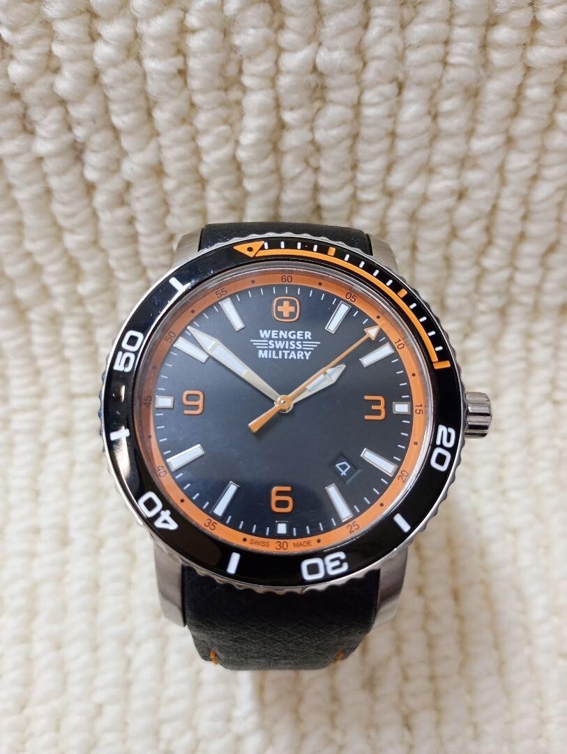 WENGER SWISS MILITARY Black/Orange 42mm Men's Watch | eBay