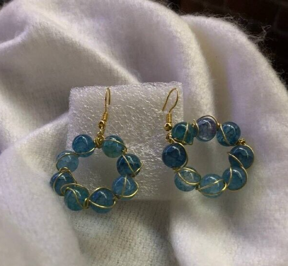 Handmade Egyptian Pharaoh-Inspired Earrings–Blue Gemstones