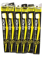 6 reach toothbrush yellow soft distressed box
