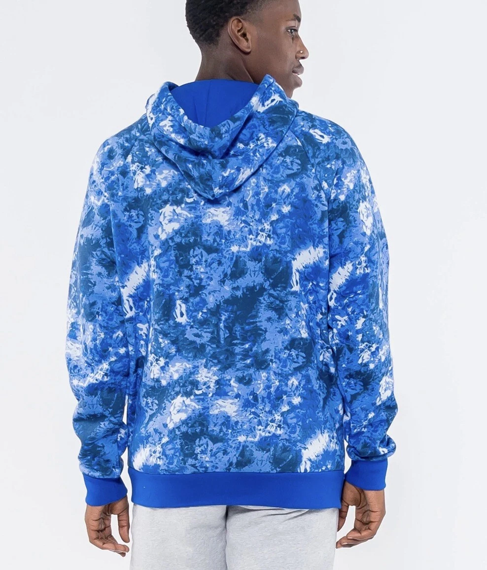 UNDER ARMOUR RIVAL FLEECE MENS BLUE WHITE CLOUD DYE HOODIE Sm 1369588
