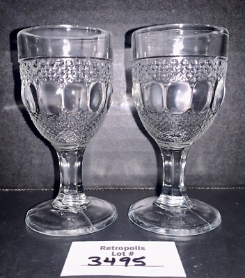 EAPG Indiana Glass No. 30 Dew Drop Rain Drop Cordial Glass Goblets 1915 Antique