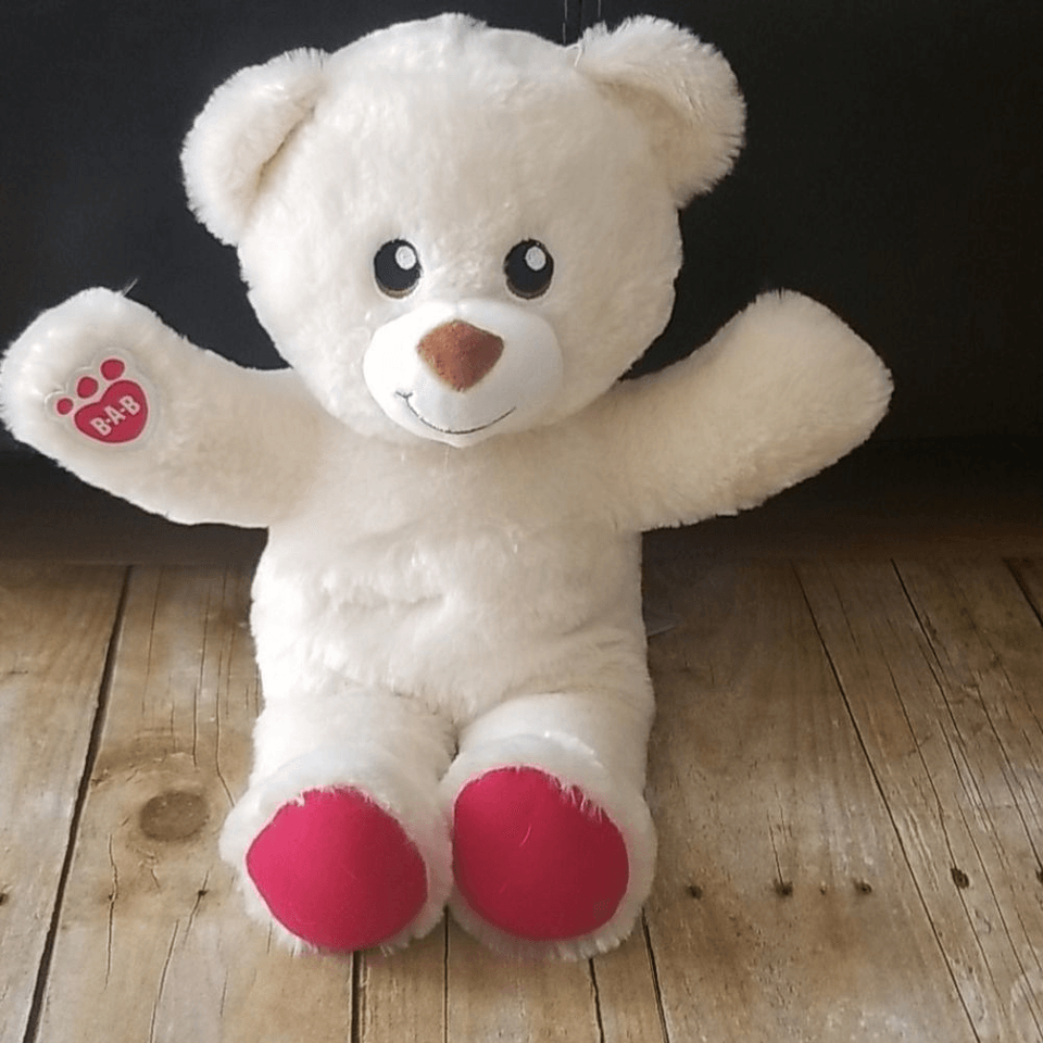 Build A Bear Plush Stuffed Animal Bear W/Red Hands and Feet Ivory Color.....