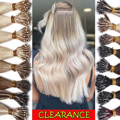 100g THICK Nano Ring Tip Real Human Hair Extensions Loop Micro Bead Blonde Ombre