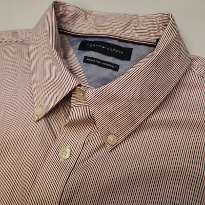 Tommy Hilfiger Hemd gestreift 32 33 fällt aus wie LARGE (viel kürzere Ärmel 33'')