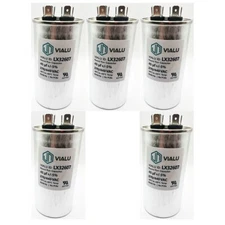 Pack of 5 - VIALU - 45 uf/MFD 370 VAC volts Round Run Capacitor 50/60 Hz