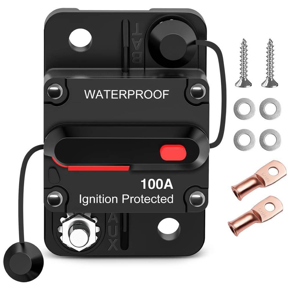 100A Circuit Breaker Resettable 12-48V DC Manual Reset w/Copper