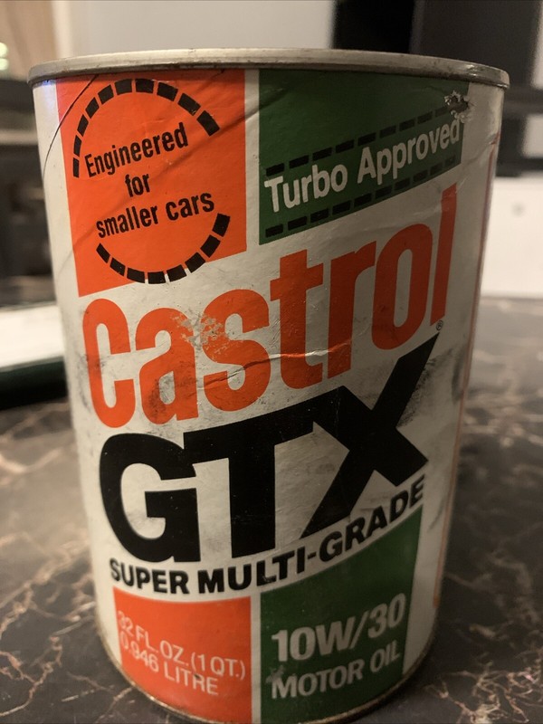 VINTAGE CASTROL GTX SUPER MULTI-GRADE 10W/30 MOTOR OIL 1 QUART FULL CAN