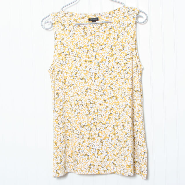 J Jill Wearever Collection Yellow Sleeveless Floral B… Gem
