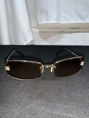 Chanel Vintage 4093-B Orange Rhinestone Rimless Sunglasses C Chanel Vintage 4093-B Orange Rhinestone Rimless Sunglasses C