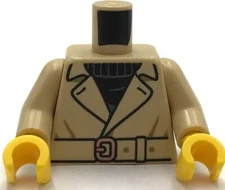 Lego New Minifig Tan Torso Female Jacket over Black Top Dark Tan Creases Belt