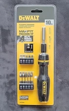 New Tough DeWalt MAX-FIT TELESCOPING SCREWDRIVER 10 PC Multi-Bit Set #DWHT68001