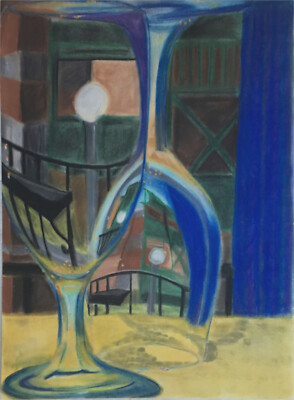 Half-Empty or Half-Full - original pastel drawing by Marissa Kowalczuk