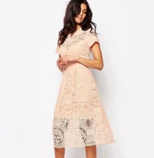 River Island Lace Midi Dress, Beige
